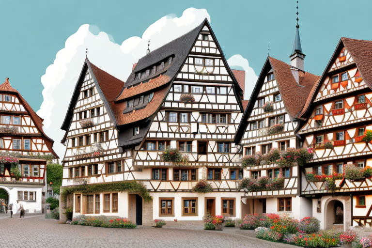 A quaint german village with traditional houses