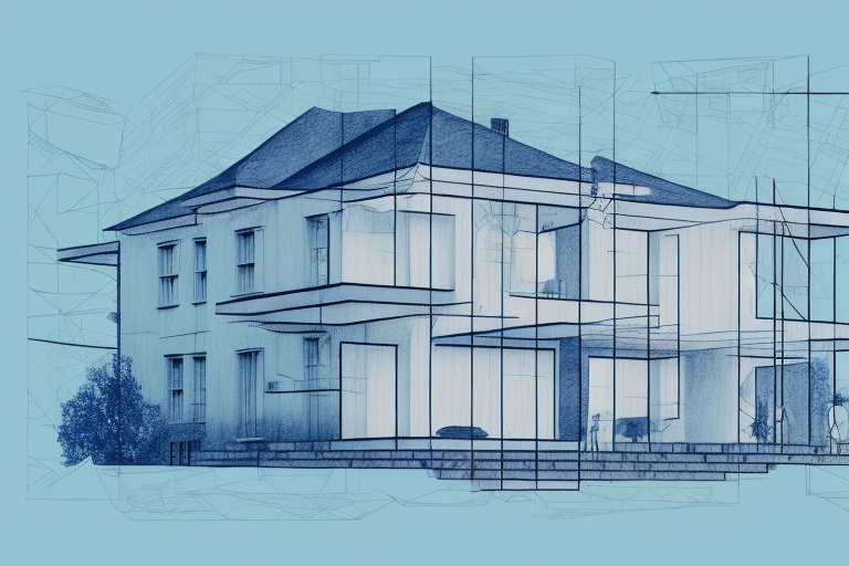 A blueprint of a house with a building permit pinned on it