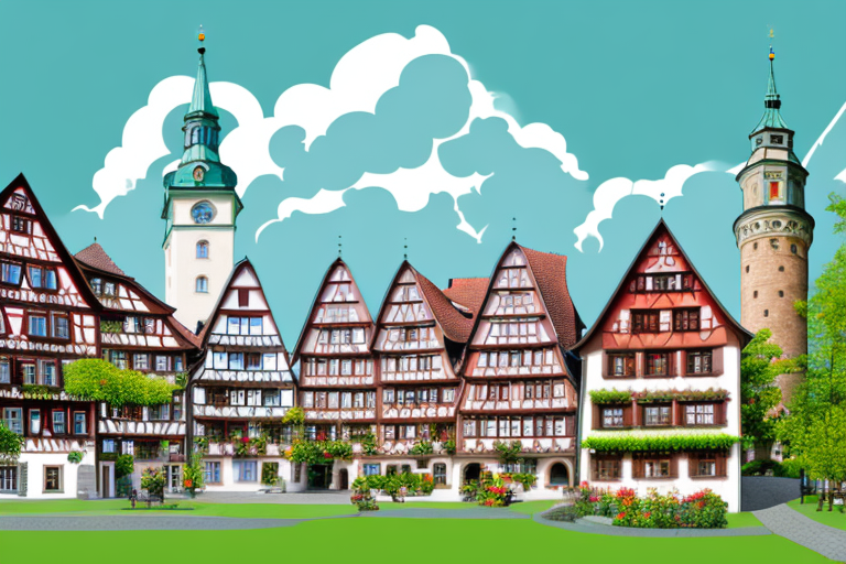 A quaint bavarian village with traditional houses