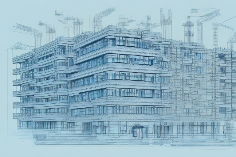 The kreuzau town landscape with a blueprint of a building and a construction helmet