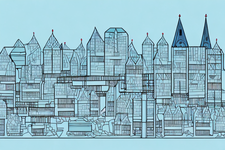 The kronburg cityscape with a focus on various architectural structures