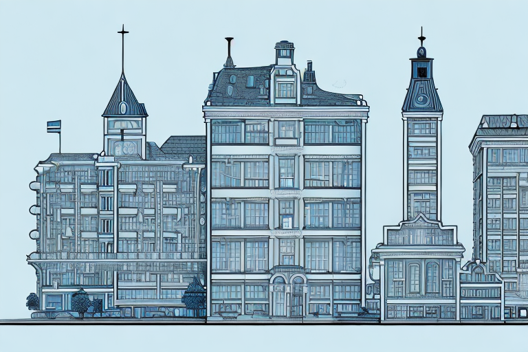 A cityscape of kröppen with prominent architectural structures