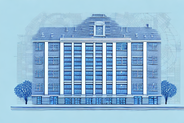 A blueprint of a building with a stamp on it