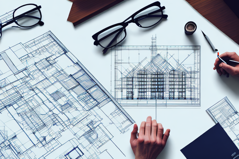 A construction permit on a table with architectural plans