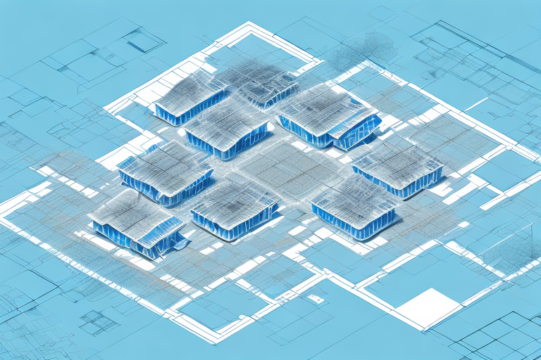 A bavarian landscape with architectural blueprints and a construction site