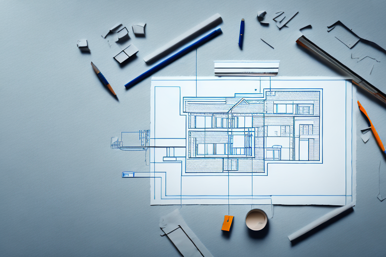 The greimerath landscape with a blueprint of a house and a construction permit in the foreground