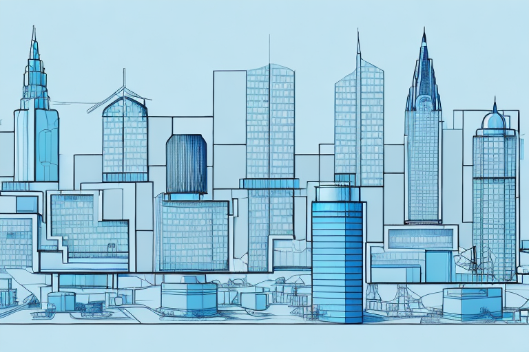 A cityscape of greding featuring various buildings in the process of construction