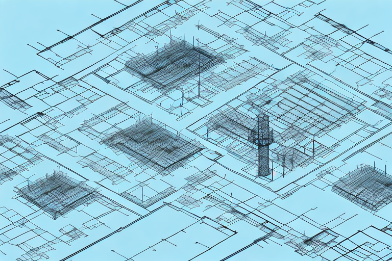 A construction site with architectural blueprints and a permit in the small