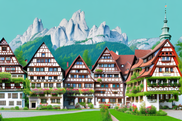 A quaint bavarian town with traditional german houses