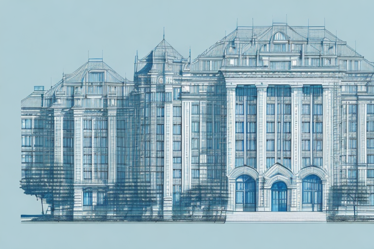 A detailed architectural blueprint of a building with a stamp of approval