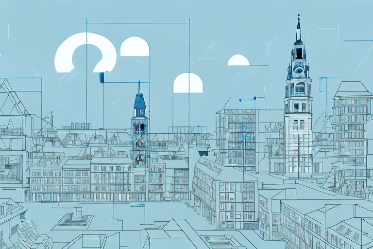 The darmstadt cityscape featuring prominent architectural structures