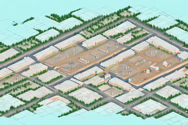 The town of großbeeren with various construction sites and architectural blueprints
