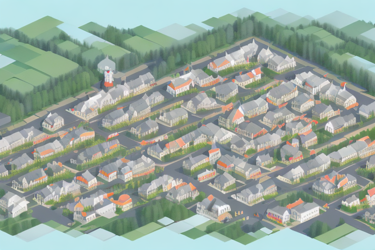 The greifenstein town with a focus on various buildings and construction sites