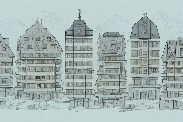 The großenbrode town landscape with a focus on various architectural structures