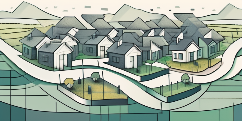 Several puzzle pieces coming together to form the image of a plot of land