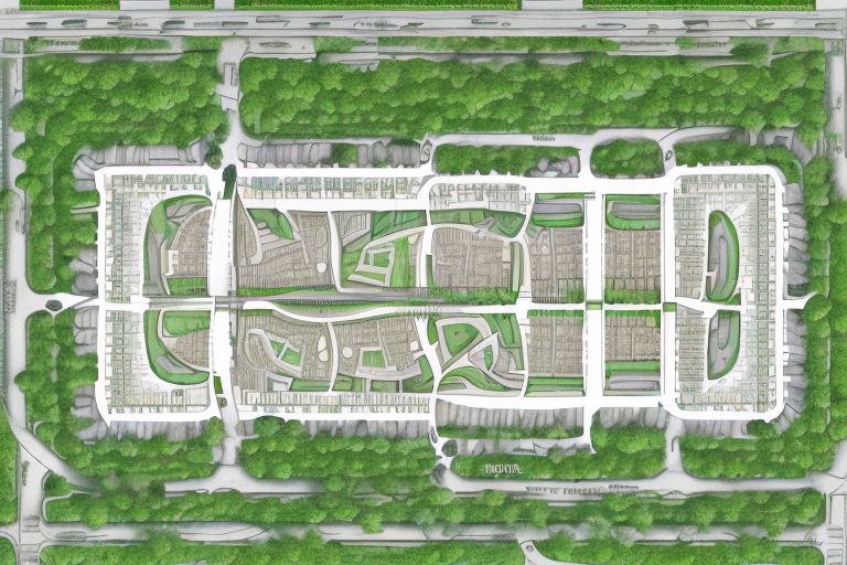A detailed site plan with various important symbols and markings commonly found in such plans