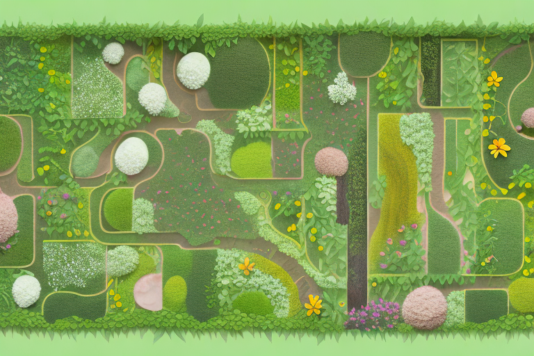 A lush garden with various plants and flowers