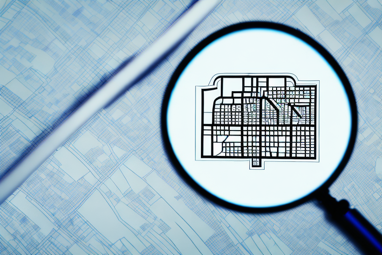 A magnifying glass hovering over a detailed property map