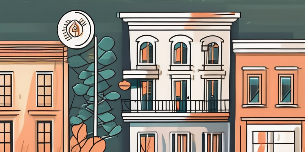 A duplex house on one side and an apartment building on the other