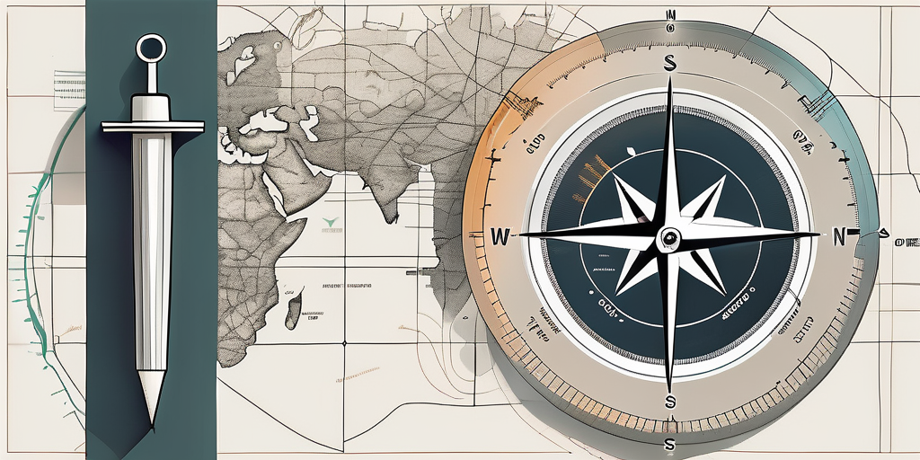 A piece of land with measurement tools like a compass