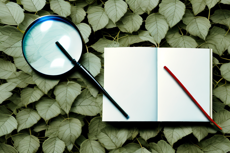 A magnifying glass hovering over an open book