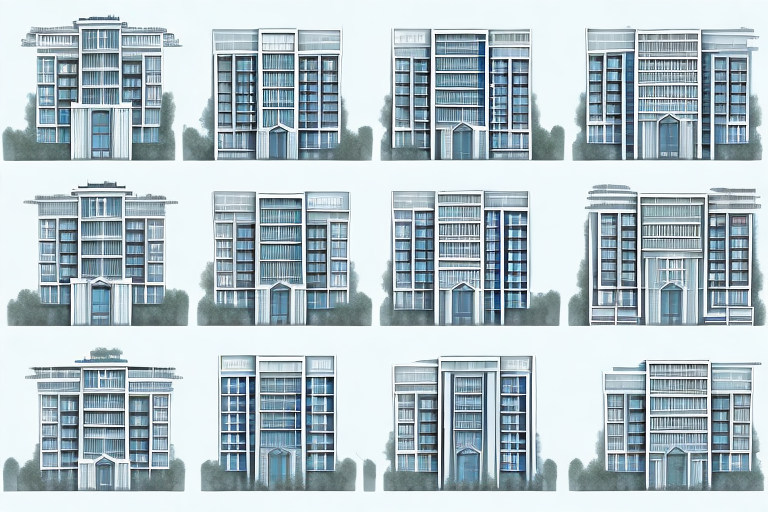Different types of residential buildings in various stages of construction