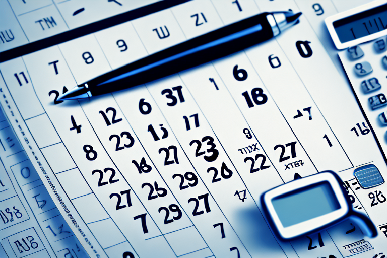 A calendar with different taxes symbols on various dates