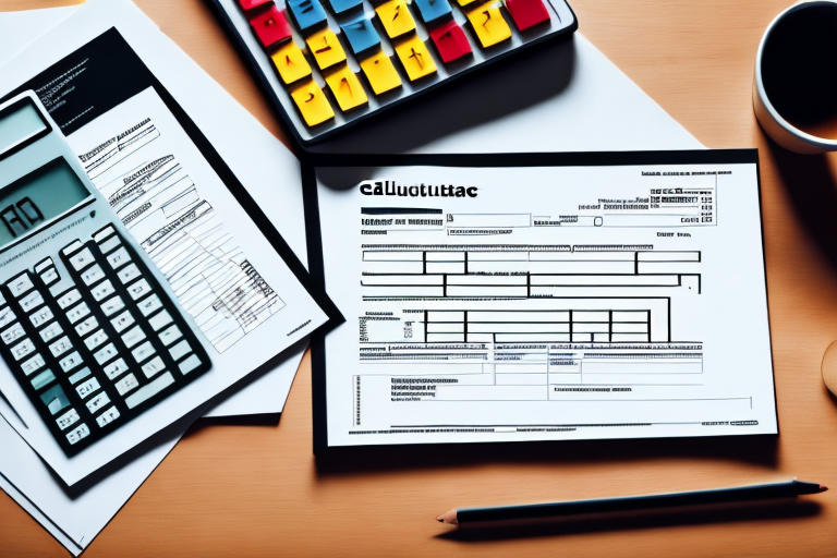 A german house with a calculator and a tax form on the foreground