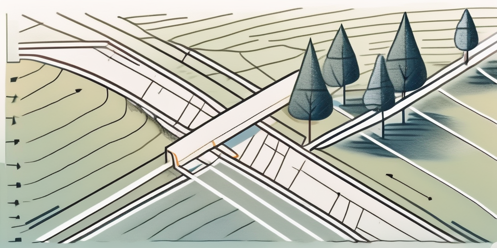 A divided plot of land with clear markings and boundary lines