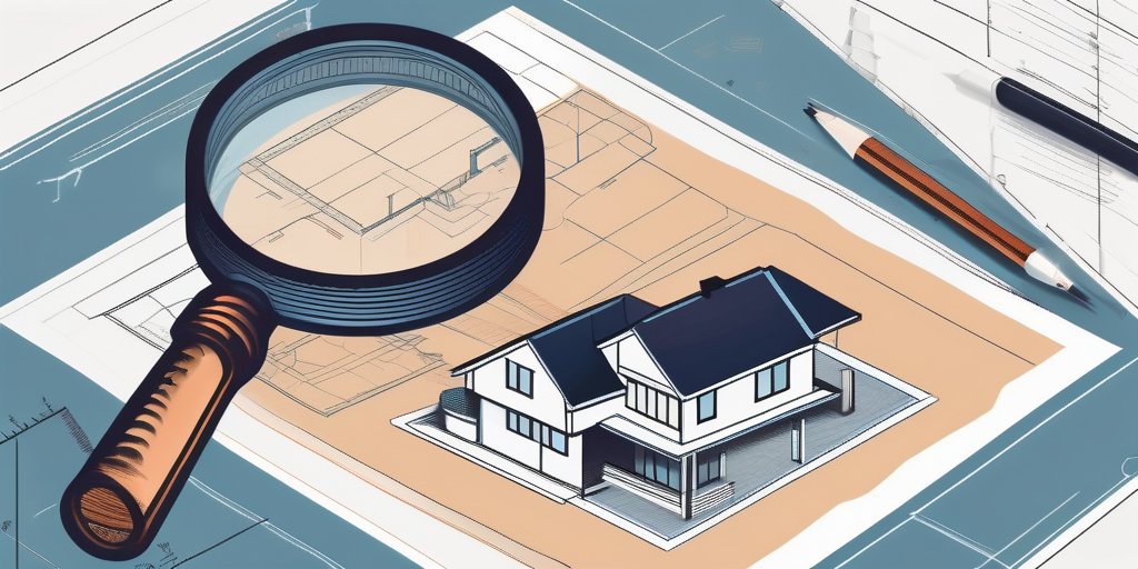 A magnifying glass hovering over a blueprint of a property
