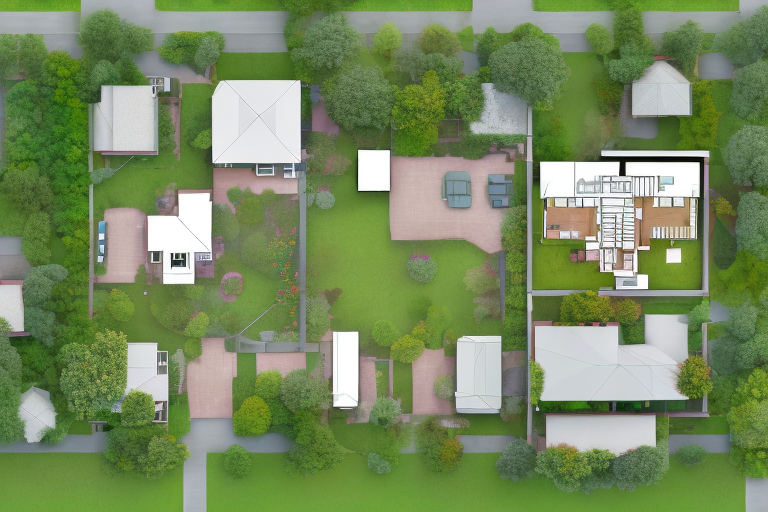 A standard-sized single-family house on a plot of land