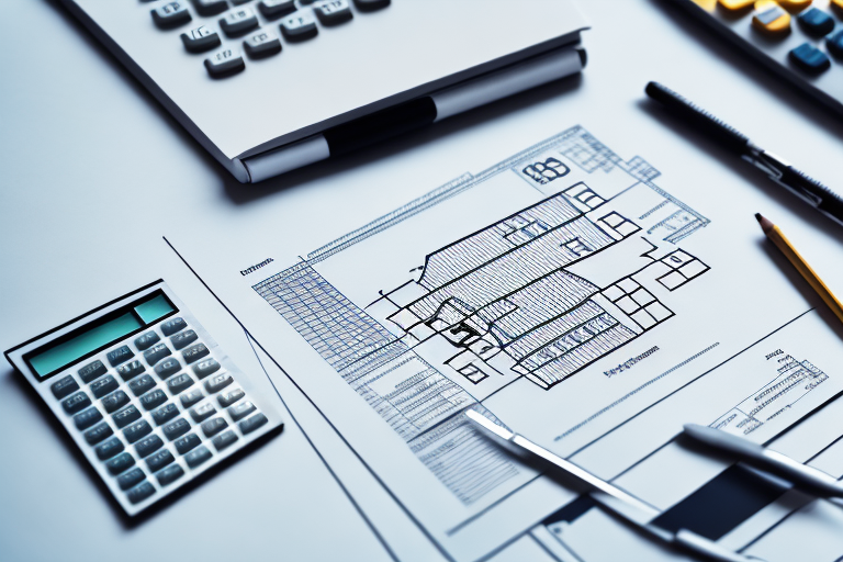 A german residential property with a tax document and a calculator
