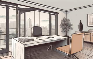 A real estate agent's desk with property documents