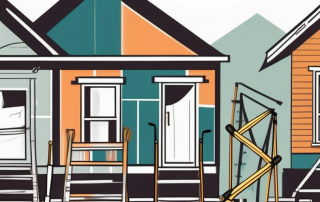 A house undergoing various stages of renovation