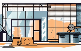 A construction site with various building tools