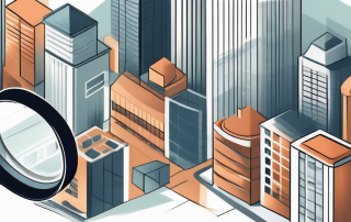 A cityscape with various types of real estate properties such as apartments