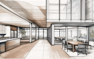 An architectural blueprint featuring a floor plan