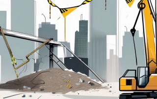 A construction site with a half-built structure