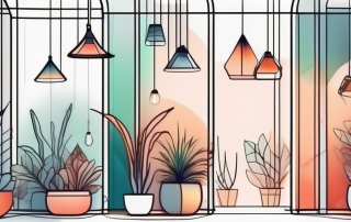 A well-decorated light well with creative elements like hanging plants