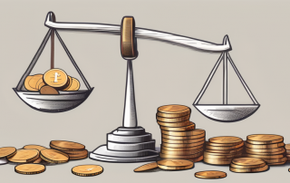 A scale balancing a partnership contract and a pile of coins