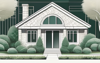 A stone garden house in a lush garden