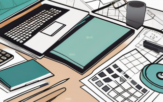 A real estate agent's desk with various items such as house keys