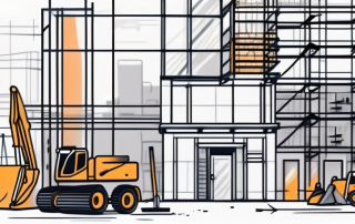 A construction site with an unfinished building