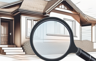 A house with a large magnifying glass hovering over it