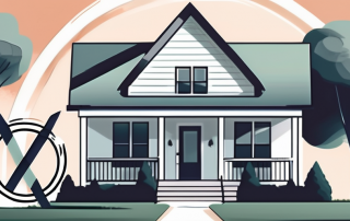 A house with a 'for sale' sign in the front yard