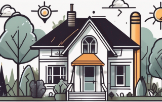 A house with a "for sale" sign in the front yard