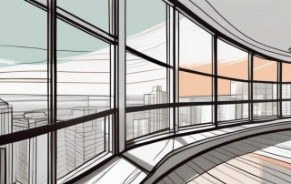 A beautiful rooftop balcony featuring various styles of windows