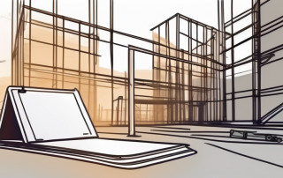 A construction site with a clipboard in the foreground