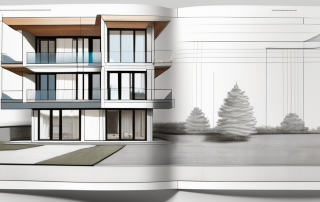 A german land registry book (grundbuch) opened to a page with a blueprint of a house