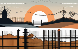 A detailed fence along a border